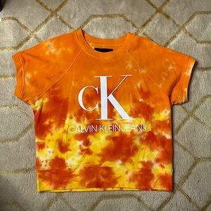 Tie dye orange and yellow t shirt